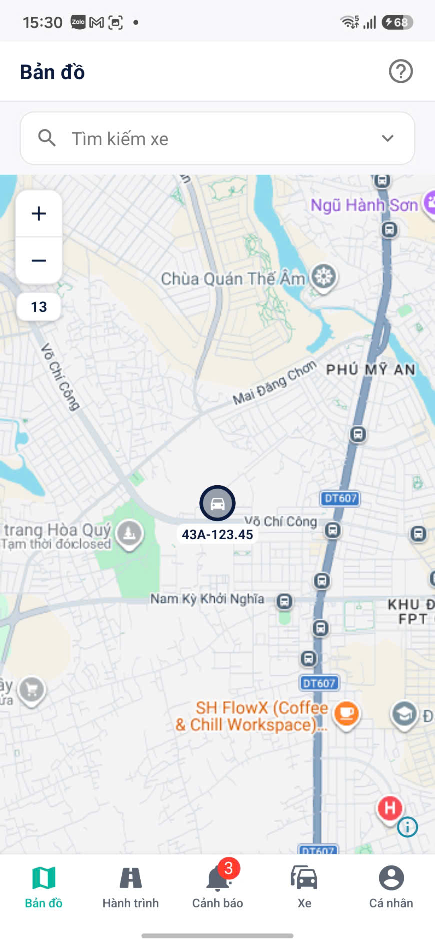 Ứng dụng PINA Tracking — Xem xe trên bản đồ